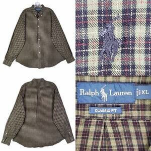 Polo Ralph Lauren Shirt Oxford Flannel Button Down LS Mens Size XL Green Plaid